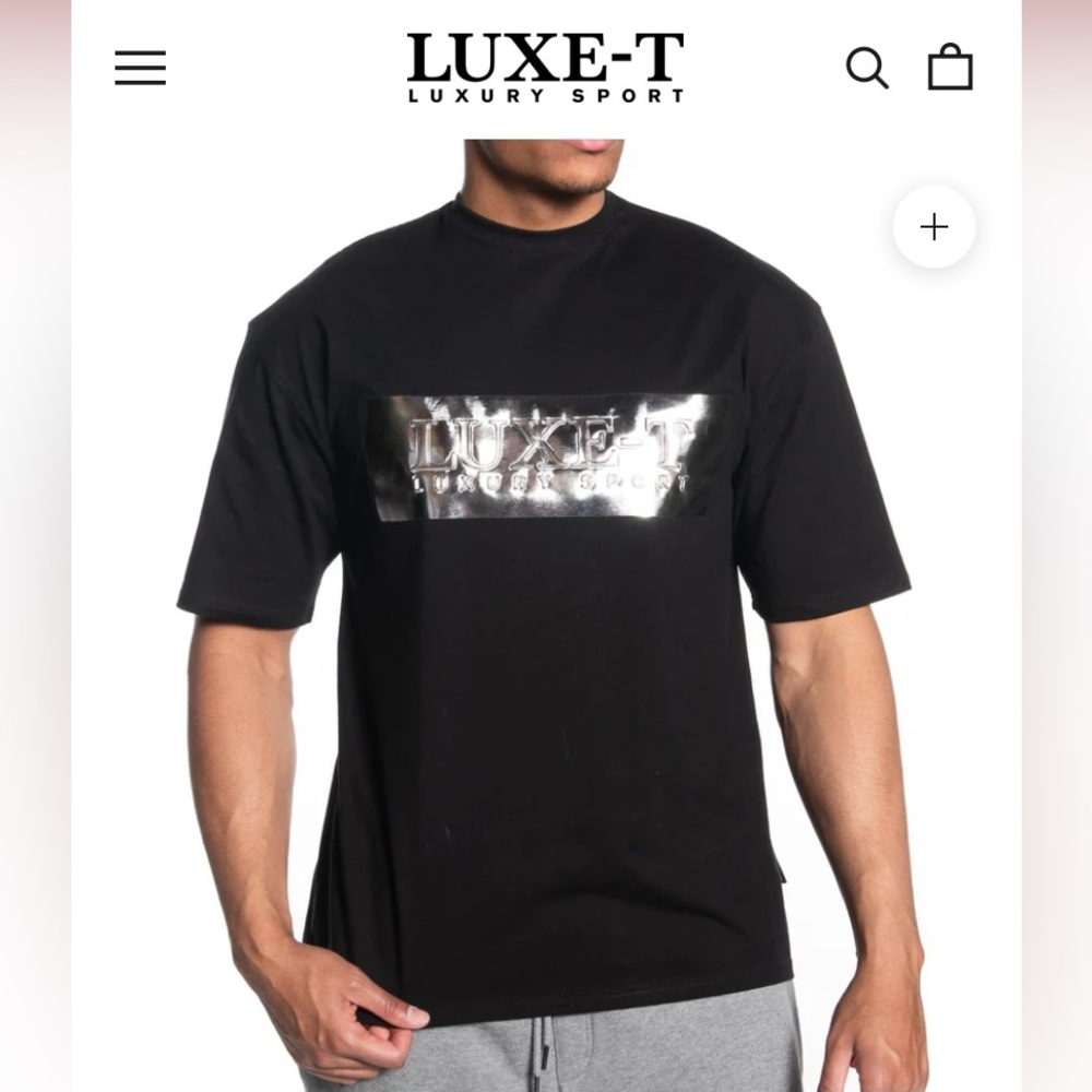 LUXE-T luxury sports silver embossed T shirt size XL